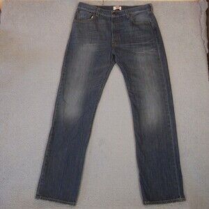 Levi's 501 Jeans Men's 36x34  Blue Distressed Original Button Fly Denim